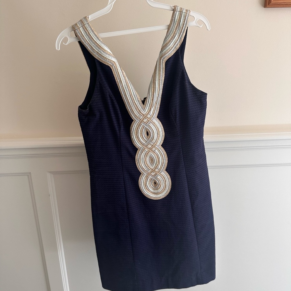 Lilly Pulitzer navy & gold dress